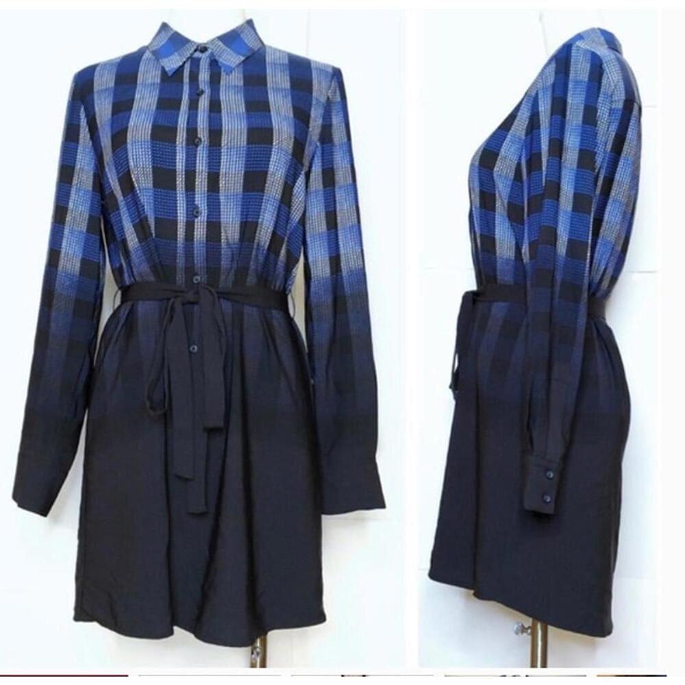 Thakoon black and blue plaid ombre tunic. Size xl.